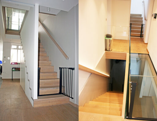 Zig-Zag Shade – Modern glass staircase with clean, transparent architecture