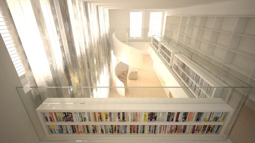 Tornado – Curved wooden staircase with flowing, organic lines