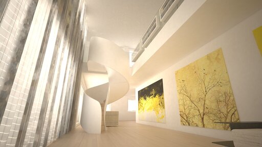 Tornado – Curved wooden staircase with flowing, organic lines
