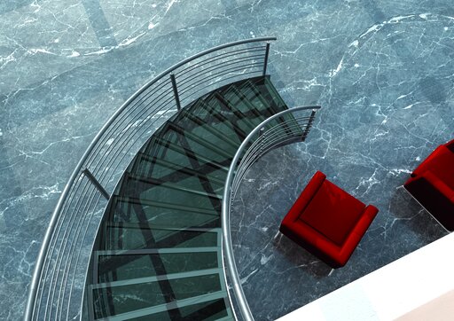 Superior – Curved steel staircase with a striking sculptural form